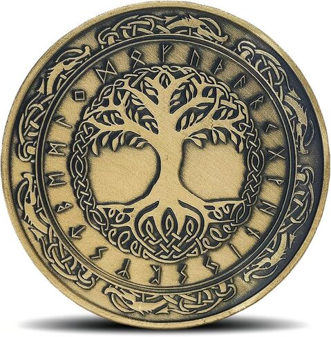 Yggdrasil Viking Challenge Coin - Norse Tree of Life Runic Design for Viking & Norse Mythology Enthusiasts in Saudi Arabia