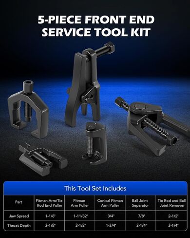 Orion Motor Tech 5-in-1 Ball Joint Separator, Pitman Arm Puller, Tie Rod End Tool Set for Front End Service, Splitter Removal Kit (BS06) in Kuwait