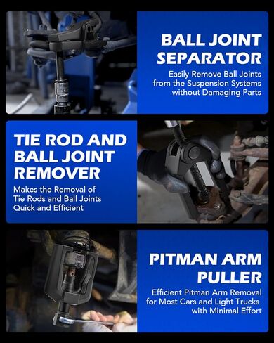 Orion Motor Tech 5-in-1 Ball Joint Separator, Pitman Arm Puller, Tie Rod End Tool Set for Front End Service, Splitter Removal Kit (BS06) in Kuwait