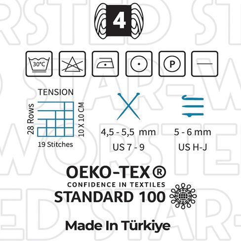 Estako Star-Worsted Yarn - 75% Acrylic 25% Wool - Soft Medium Weight #4-100g (3.52oz) - 170m (186yds) - Crochet & Knitting Yarn (43121 - Red) in Saudi Arabia
