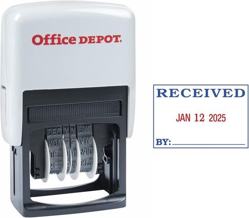 Office Depot Self-Inking Dater with Extra Pad, Received, Red/Blue Ink, 032537 in Saudi Arabia