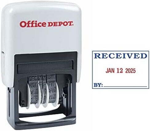 Office Depot Self-Inking Dater with Extra Pad, Received, Red/Blue Ink, 032537 in Saudi Arabia