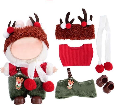 ملابس دمى YUNZLAN 4 قطع مقاس 17 سم، مجموعة ملابس عيد الميلاد لدمية مقاس 17 سم، مجموعة ملابس شتوية على طراز سانتا كلوز للدمى، مجموعة أحذية لطيفة على شكل قبعة (بدون دمية) (SantaClaus-4PCS/PACK) in Kuwait