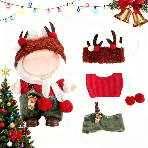 ملابس دمى YUNZLAN 4 قطع مقاس 17 سم، مجموعة ملابس عيد الميلاد لدمية مقاس 17 سم، مجموعة ملابس شتوية على طراز سانتا كلوز للدمى، مجموعة أحذية لطيفة على شكل قبعة (بدون دمية) (SantaClaus-4PCS/PACK) in Kuwait