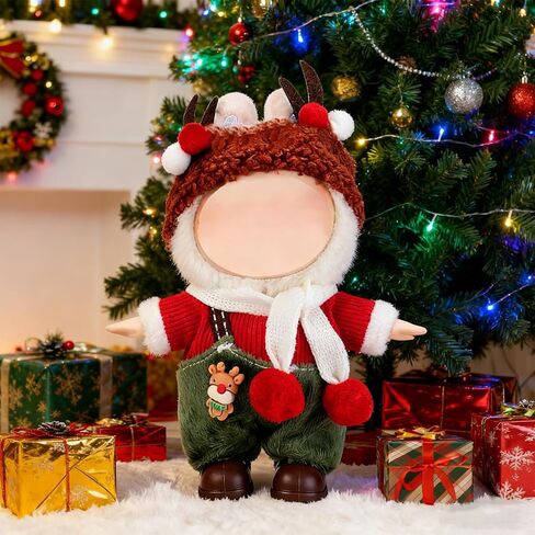 ملابس دمى YUNZLAN 4 قطع مقاس 17 سم، مجموعة ملابس عيد الميلاد لدمية مقاس 17 سم، مجموعة ملابس شتوية على طراز سانتا كلوز للدمى، مجموعة أحذية لطيفة على شكل قبعة (بدون دمية) (SantaClaus-4PCS/PACK) in Kuwait