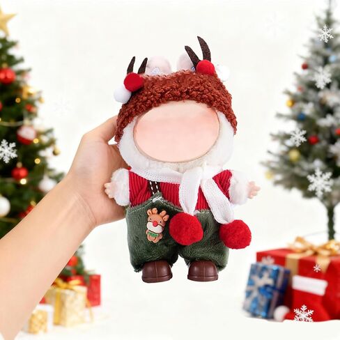 ملابس دمى YUNZLAN 4 قطع مقاس 17 سم، مجموعة ملابس عيد الميلاد لدمية مقاس 17 سم، مجموعة ملابس شتوية على طراز سانتا كلوز للدمى، مجموعة أحذية لطيفة على شكل قبعة (بدون دمية) (SantaClaus-4PCS/PACK) in Kuwait