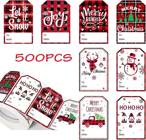 500 Pcs Christmas Thank You Stickers Roll - 2.36 x 1.57 Inch Holiday Decorative Labels for Gift Wrapping, Handmade Crafts, Party Favors, Packaging Seals in Saudi Arabia