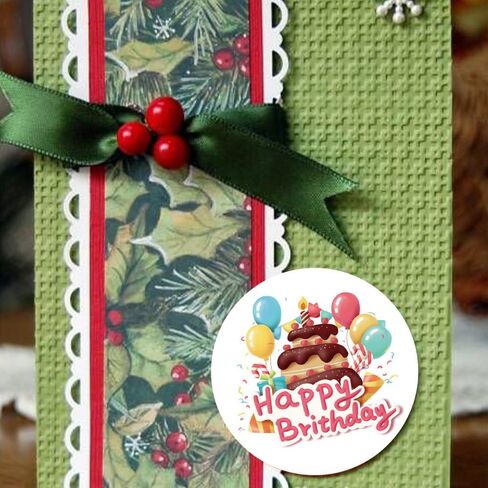 500pcs Happy Birthday Roll Stickers, Fun Happy Birthday Greeting, Round Labels Banner Tag Seal for Gift Party Envelope Decoration DIY Gift in Saudi Arabia