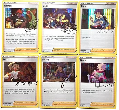 Raihan Leon Hop Bea Nessa Bede - 6 Holo Autograph Card Set - Pokemon Crown Zenith - Holo Rare Lot in Saudi Arabia