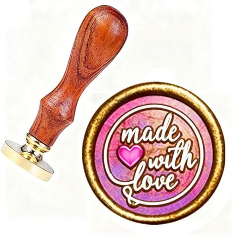 YGHM Made with Love Wax Seal Stamp Kit - Natural Rosewood Handle | Vintage Style for Wedding Invitations, Envelopes, Gift Sealing & Wine Packaging in Saudi Arabia