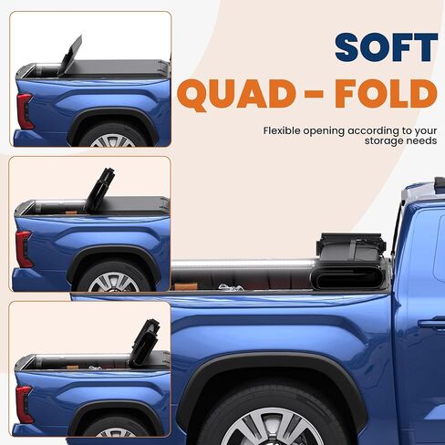 Soft Quad Tonneau Cover Truck Bed Compatible for 2014-2025 Toyota Tundra 5.5ft Bed (incl Utility Track System w/LED Light Strip in Saudi Arabia