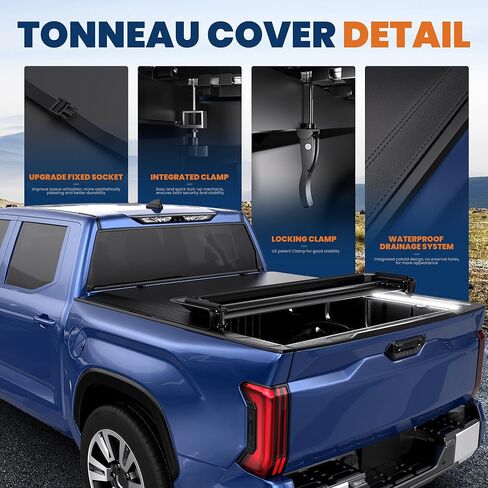 Soft Quad Tonneau Cover Truck Bed Compatible for 2014-2025 Toyota Tundra 5.5ft Bed (incl Utility Track System w/LED Light Strip in Saudi Arabia