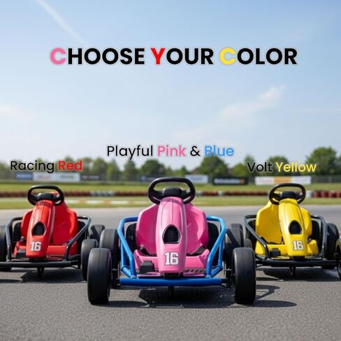 Electric Drift Go Kart for Kids 8-12, 24V Battery,360W Motor, Reinforced Wear-Proof Rear Wheels, 3 Unique Colors, 8.1MPH High Speed,154lbs Capacity, Drift Ride On Car Toy (Red) in Saudi Arabia