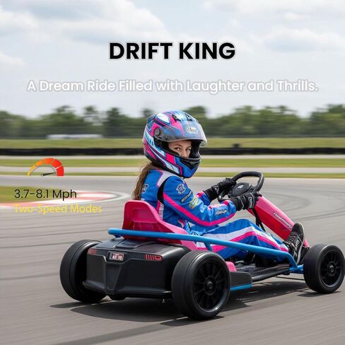 Electric Drift Go Kart for Kids 8-12, 24V Battery,360W Motor, Reinforced Wear-Proof Rear Wheels, 3 Unique Colors, 8.1MPH High Speed,154lbs Capacity, Drift Ride On Car Toy (Red) in Saudi Arabia
