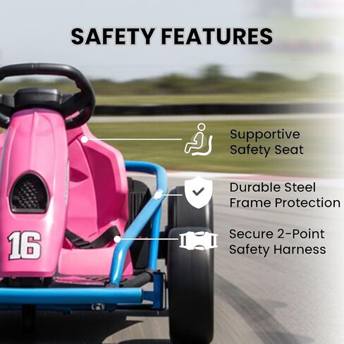 Electric Drift Go Kart for Kids 8-12, 24V Battery,360W Motor, Reinforced Wear-Proof Rear Wheels, 3 Unique Colors, 8.1MPH High Speed,154lbs Capacity, Drift Ride On Car Toy (Red) in Saudi Arabia