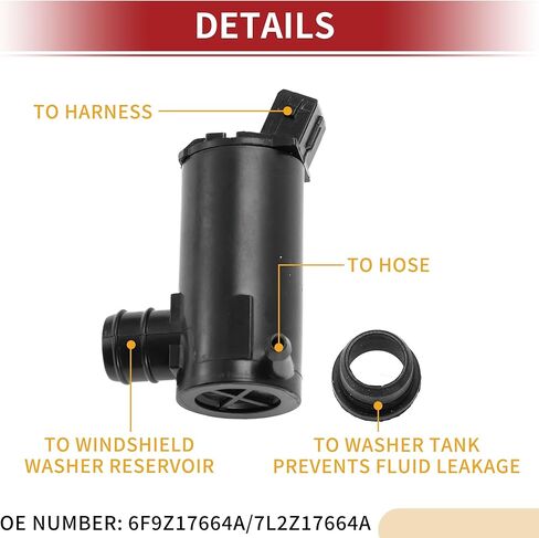 ACROPIX Windshield Washer Pump Car Front Windshield Washer Motor Pump for Ford Expedition 1998-2017 with Grommet No.6F9Z17664A/7L2Z17664A - Pack of 1 in Saudi Arabia