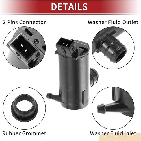 ACROPIX Windshield Washer Pump Car Front Windshield Washer Motor Pump for Ford Expedition 1998-2017 with Grommet No.6F9Z17664A/7L2Z17664A - Pack of 1 in Saudi Arabia