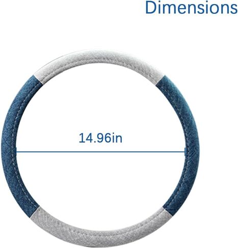 Car Steering Wheel Cover, 15" Linen Breathable Soft Anti-Slip Full Surround Vehicle Steering Wheel Protector, Automobile Interior Protection, Universal for Sedan Truck SUV (Blue/White) in Saudi Arabia