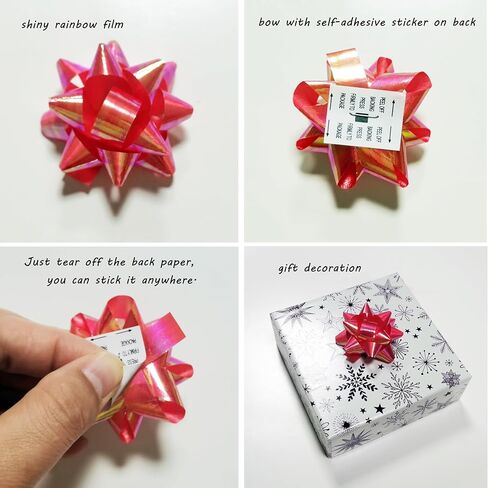 أقواس هدايا ملونة 24 حزمة 2.5 بوصة قوس نجمة لتغليف الهدايا شريط لاصق ذاتي اللصق لعيد الميلاد والحفلات والزفاف وديكور العطلات وصندوق الهدايا in Kuwait