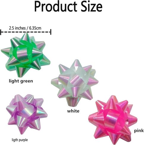 أقواس هدايا ملونة 24 حزمة 2.5 بوصة قوس نجمة لتغليف الهدايا شريط لاصق ذاتي اللصق لعيد الميلاد والحفلات والزفاف وديكور العطلات وصندوق الهدايا in Kuwait