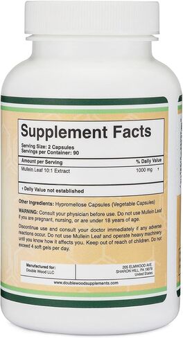 Mullein Drops for Lungs - Organic Mullein Leaf Extract for Lungs - 2FL OZ, 60 Servings (Better Absorbed Than Capsules, Great Addition to Mullein Tea) to Support Lung Health by Double Wood in Kuwait