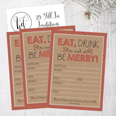 25 Woodland Christmas Holiday Invitations, Snowflake Winter New Years Xmas Dinner Party Invite, Rustic Adult Kids Birthday Festive Event Themed Cards, Forest Tree Baby Bridal Shower Ideas Supplies in Saudi Arabia