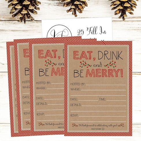 25 Woodland Christmas Holiday Invitations, Snowflake Winter New Years Xmas Dinner Party Invite, Rustic Adult Kids Birthday Festive Event Themed Cards, Forest Tree Baby Bridal Shower Ideas Supplies in Saudi Arabia