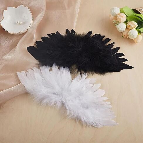 3PCS Mini Black White Red Angel Feather Wings for Crafts with Elastic Straps Doll Feather Wing Accessories DIY Ornament Stuffed Animals Decoration(Mixed, One Size) in Saudi Arabia