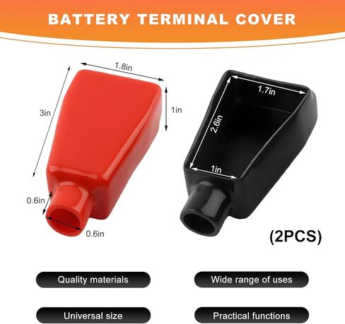 2PCS Battery Terminal Covers, Positive and Negative Poles Stud Cover Flexible Insulating Protector, Top Post Style Battery Protective Caps for Car Truck SUV Sedan Motorcycle in Saudi Arabia