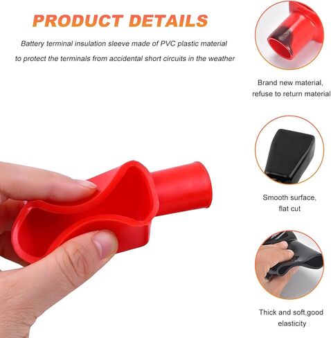2PCS Battery Terminal Covers, Positive and Negative Poles Stud Cover Flexible Insulating Protector, Top Post Style Battery Protective Caps for Car Truck SUV Sedan Motorcycle in Saudi Arabia