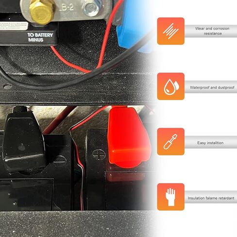2PCS Battery Terminal Covers, Positive and Negative Poles Stud Cover Flexible Insulating Protector, Top Post Style Battery Protective Caps for Car Truck SUV Sedan Motorcycle in Saudi Arabia