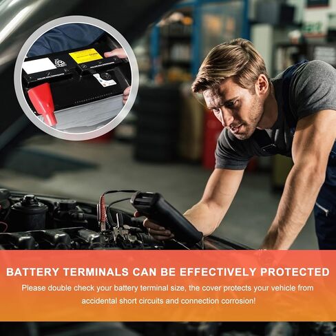 2PCS Battery Terminal Covers, Positive and Negative Poles Stud Cover Flexible Insulating Protector, Top Post Style Battery Protective Caps for Car Truck SUV Sedan Motorcycle in Saudi Arabia
