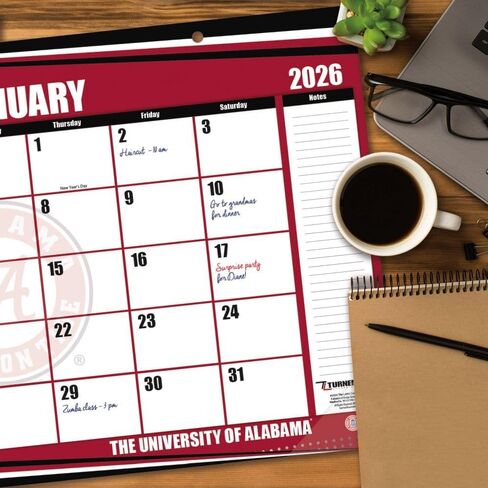 تقويم مكتب تيرنر سبورتس ألاباما قرمزي تايد 2026 مقاس 17 × 11 (26998901002) in Kuwait