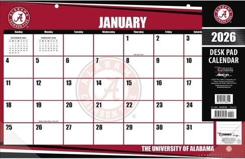 تقويم مكتب تيرنر سبورتس ألاباما قرمزي تايد 2026 مقاس 17 × 11 (26998901002) in Kuwait