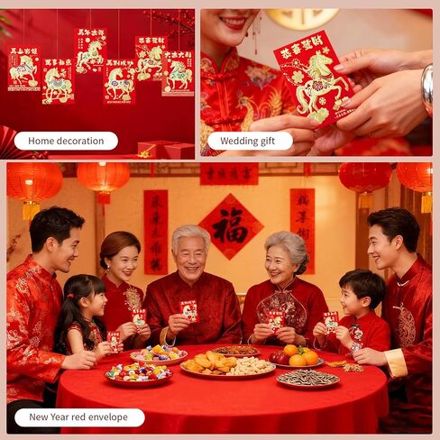 Red Envelopes Chinese New Year, 72pcs Money Envelopes for Cash Christmas Lucky Money Hong Bao Red Pocket for Year of Snake 2025, Realistic Snake, 6 Designs (C, Small) in Kuwait