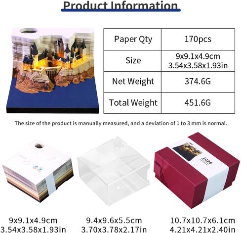 3D Desk Calendar 2026 Time Pieces Tear-Away Calendars with Pen Holder,Weekly Planner Art Memo Pad,Self-Stick Note Paper Desktop Organization Creative Christma Gift with Acrylic Box in Saudi Arabia