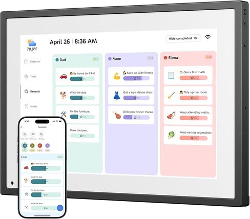 Digital Calendar 10 Inch Touch Screen, Electronic Calendar and Chore Chart for Family Monthly/Weekly Planner, Interactive Smart Calender with Task Rewards, Meal Planner, Desk Mount in Saudi Arabia