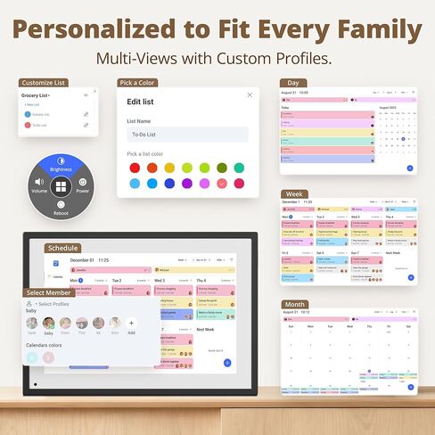 Digital Calendar 10 Inch Touch Screen, Electronic Calendar and Chore Chart for Family Monthly/Weekly Planner, Interactive Smart Calender with Task Rewards, Meal Planner, Desk Mount in Saudi Arabia