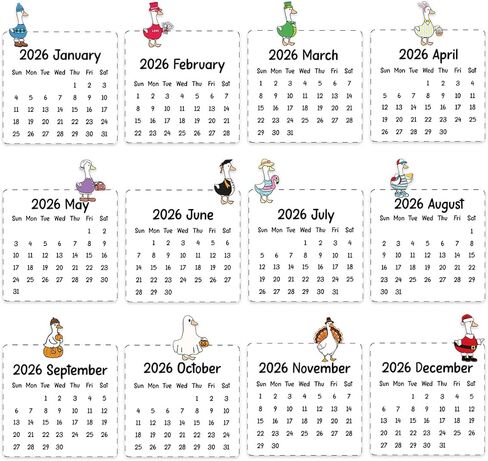 Mini Silly Goose Desk Calendar 2026 New Year Christmas Gifts for Women Men 12 Month and Animal At A Glance Cute Small Stand Up Calendar with Wood Stand for Home Office Table Shelf Decor in Saudi Arabia