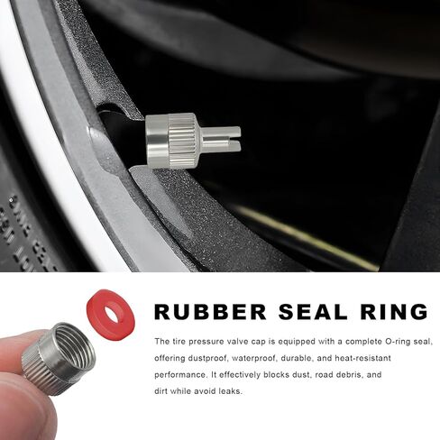 10 PCS Tire Valve Stem Caps, Nickel-Plated Metal Tyre Dust Caps with Valve Core Remover, Universal Slotted Slot Stem Covers for Schrader Cars Trucks Motorcycles Bicycles in Saudi Arabia