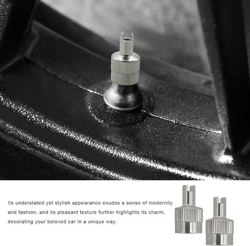 10 PCS Tire Valve Stem Caps, Nickel-Plated Metal Tyre Dust Caps with Valve Core Remover, Universal Slotted Slot Stem Covers for Schrader Cars Trucks Motorcycles Bicycles in Saudi Arabia