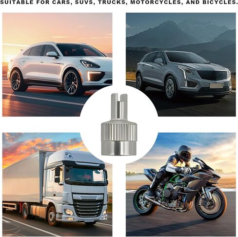 10 PCS Tire Valve Stem Caps, Nickel-Plated Metal Tyre Dust Caps with Valve Core Remover, Universal Slotted Slot Stem Covers for Schrader Cars Trucks Motorcycles Bicycles in Saudi Arabia