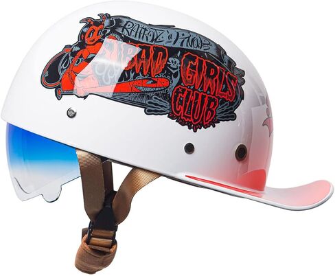 Baseball Cap Motorcycle Half Helmet, Fashion Vintage Street Adults Men Women Open Face Motorbike Helmets for Cruiser Street Scooter Moped Cap with Glasses, DOT Approved in Saudi Arabia
