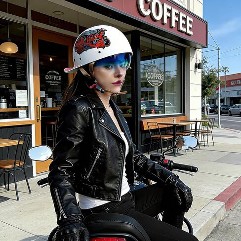 Baseball Cap Motorcycle Half Helmet, Fashion Vintage Street Adults Men Women Open Face Motorbike Helmets for Cruiser Street Scooter Moped Cap with Glasses, DOT Approved in Saudi Arabia