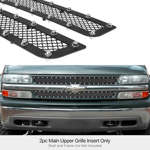 APS Compatible with Chevy Silverado 1500 2500 3500 1999-2000 & Suburban Tahoe 00-06 Main Upper Stainless Steel Black Mesh Front Grill Grille Insert C75701H in Saudi Arabia