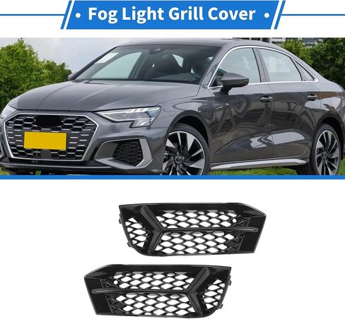 Fog Light Grill Front Lower Bumper Fog Light Cover Inserts No.8V5807681AA/8V5807682AA for Audi A3 17-20 Black ABS 1 Pair Front Left/Front Right Car in Saudi Arabia