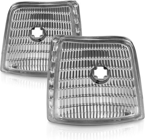 AmeriLite for 1992-1996 Ford F150 F250 F350 / Bronco Euro Crystal Replacement Headlights Pair - Passenger and Driver Side in Saudi Arabia