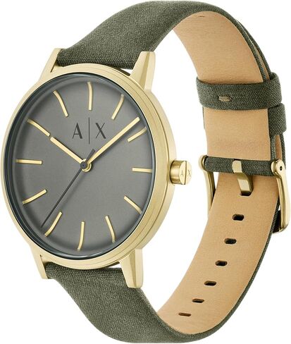 مجموعة هدايا A|X Armani Exchange بثلاثة عقارب من الفولاذ المقاوم للصدأ وسوار ذهبي اللون (الموديل: AX7144SET) in Saudi Arabia
