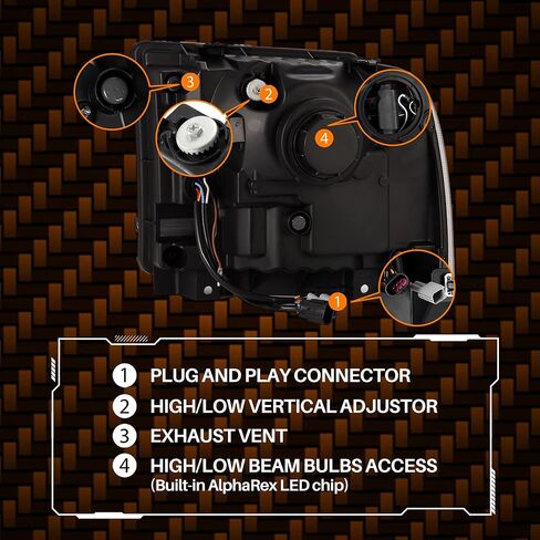 AlphaRex 880314 - PRO-Series 05-07 Super Duty05-07/ مصابيح أمامية لجهاز العرض Excursion - Alpha-Black in Kuwait
