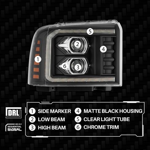 AlphaRex 880314 - PRO-Series 05-07 Super Duty05-07/ مصابيح أمامية لجهاز العرض Excursion - Alpha-Black in Kuwait